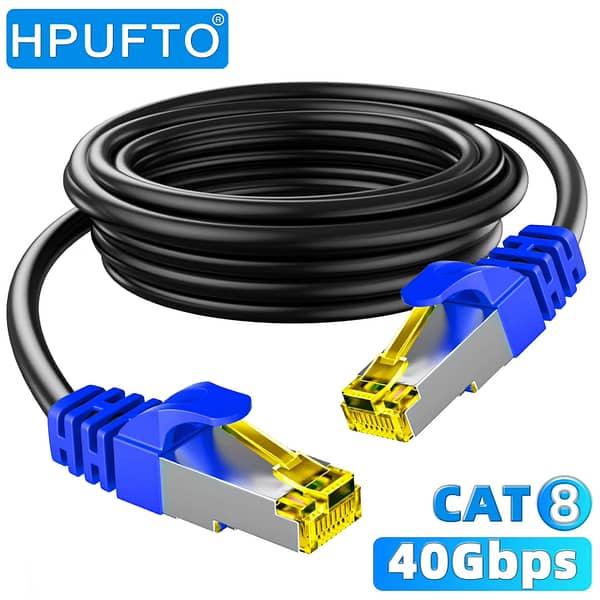 Cat 8 Ethernet Cable 40Gbps 2000MHz SFTP Outdoor&Indoor RJ45 High Speed Shielded Internet Network Patch Cable Lan Cord Cat8
